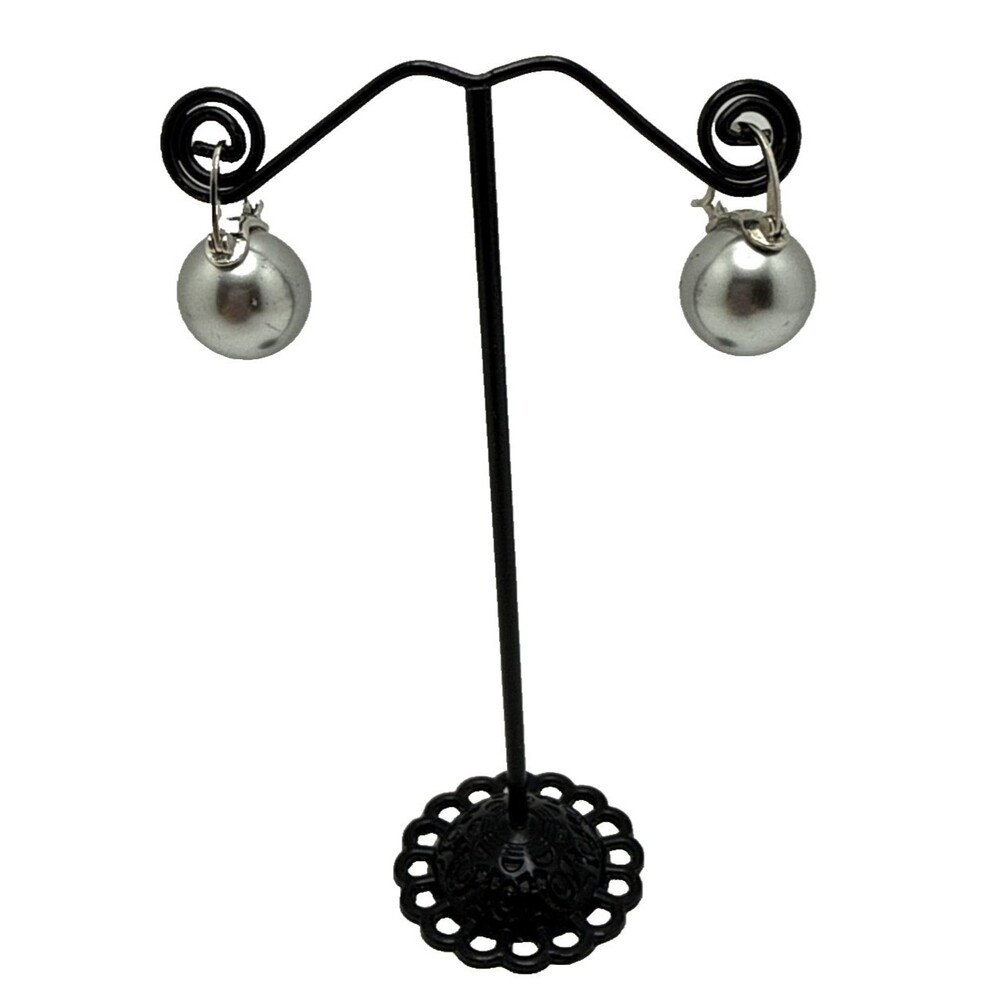 KATE SPADE NEW YORK Silver Gray SHINE ON Faux Pearl Earrings 1"